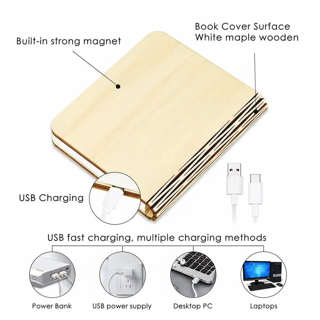 Foldable Wooden Book Lamp - Image 4