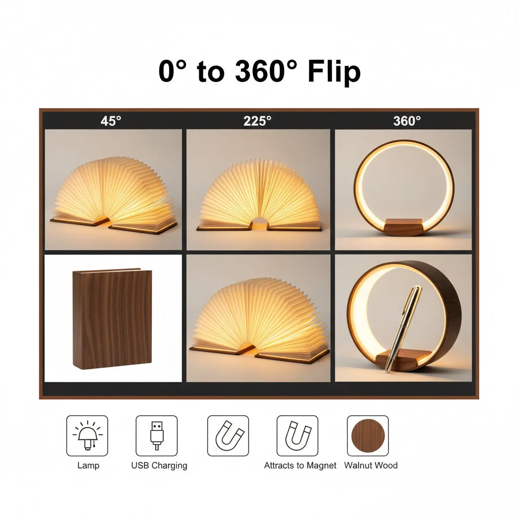 Foldable Wooden Book Lamp - Image 5