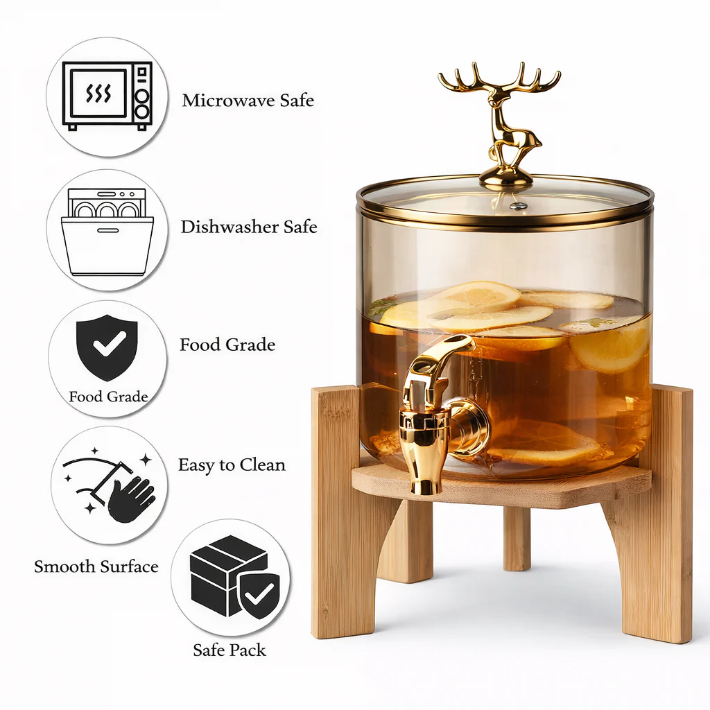 Luxury Glass Beverage Dispenser with Stand - Image 5