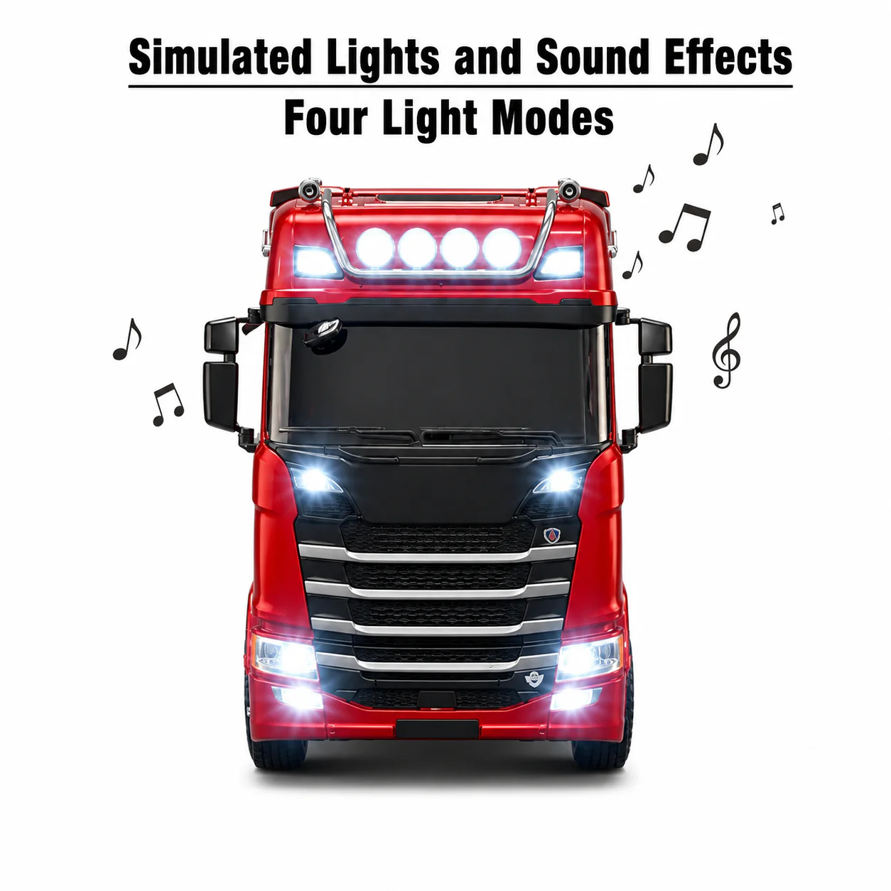 Huina 1501A 1:18 Scania 770 S V8 RC Tractor Truck | 19CH 2.4GHz RTR with LED Lights - Image 4