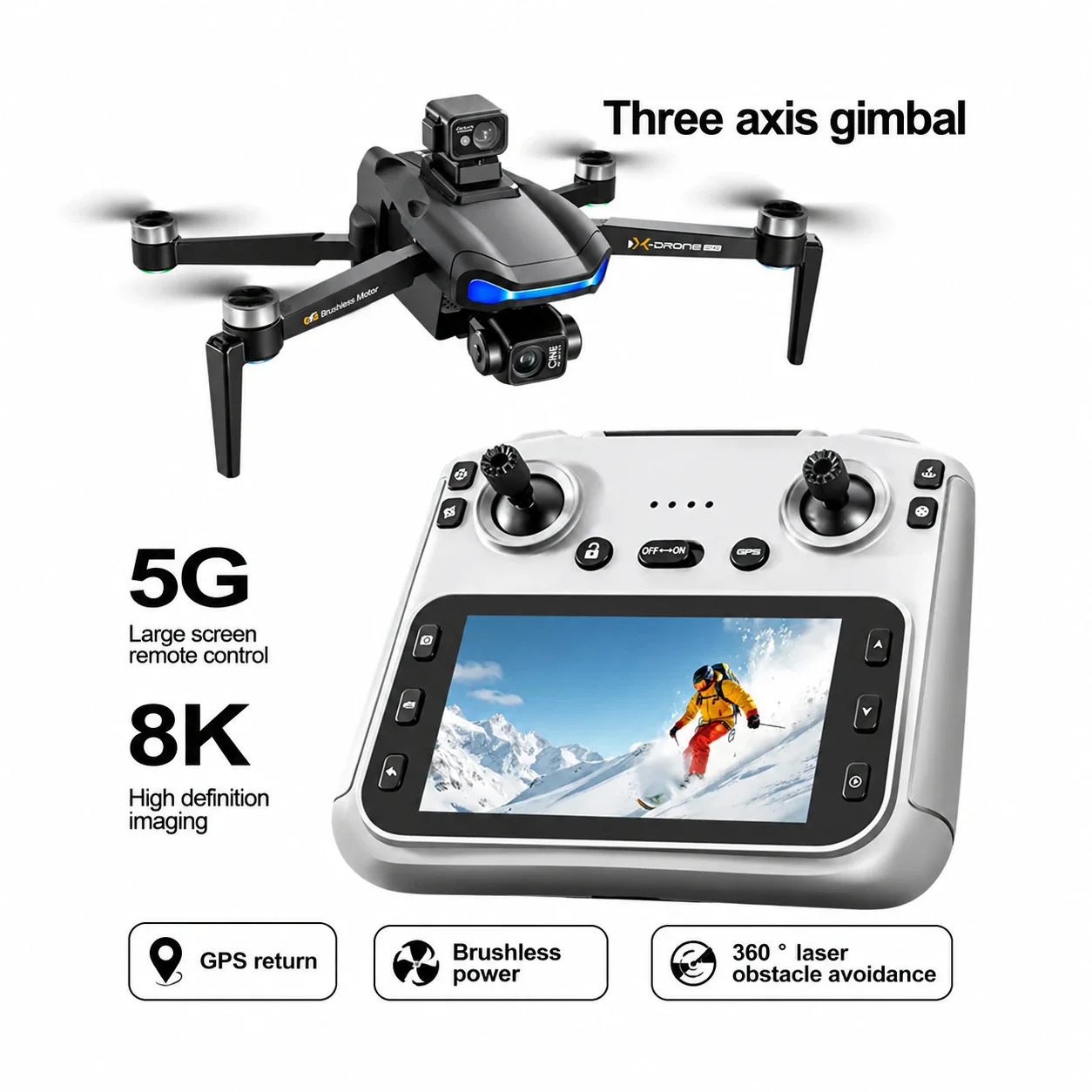 L3 Max GPS Drone with 3-Axis Gimbal Camera, 4K UHD Camera, Screen Remote Controller & Obstacle Avoidance - Image 13