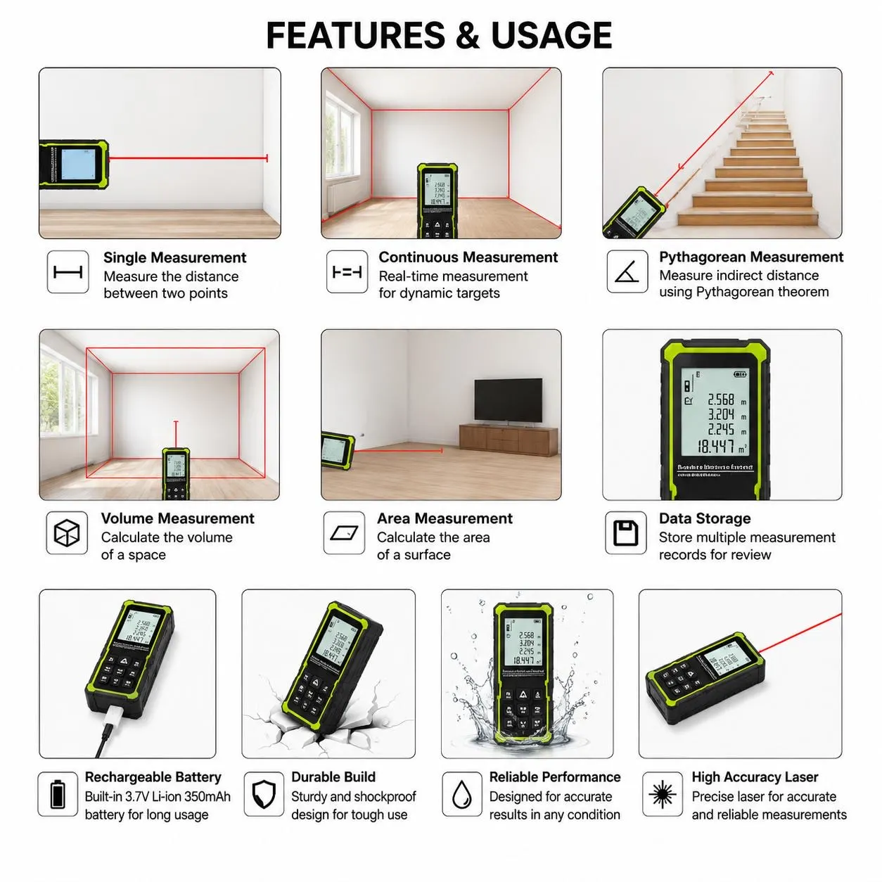 Laser light Measurement Inch Tape (50m) - Image 4
