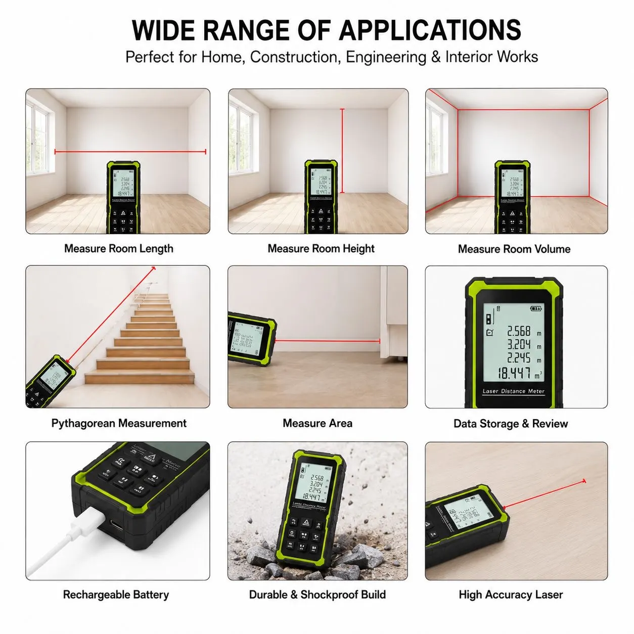 Laser light Measurement Inch Tape (50m) - Image 9