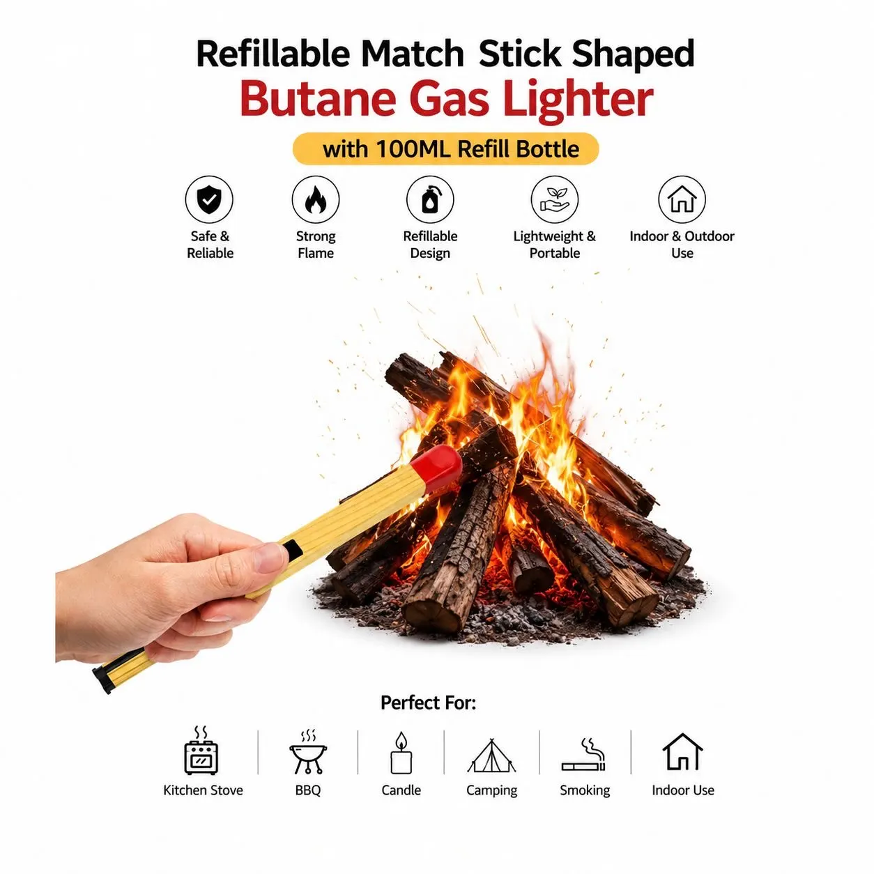 Match Stick Shaped Refillable Butane Gas Lighter (Multipurpose) - Image 10