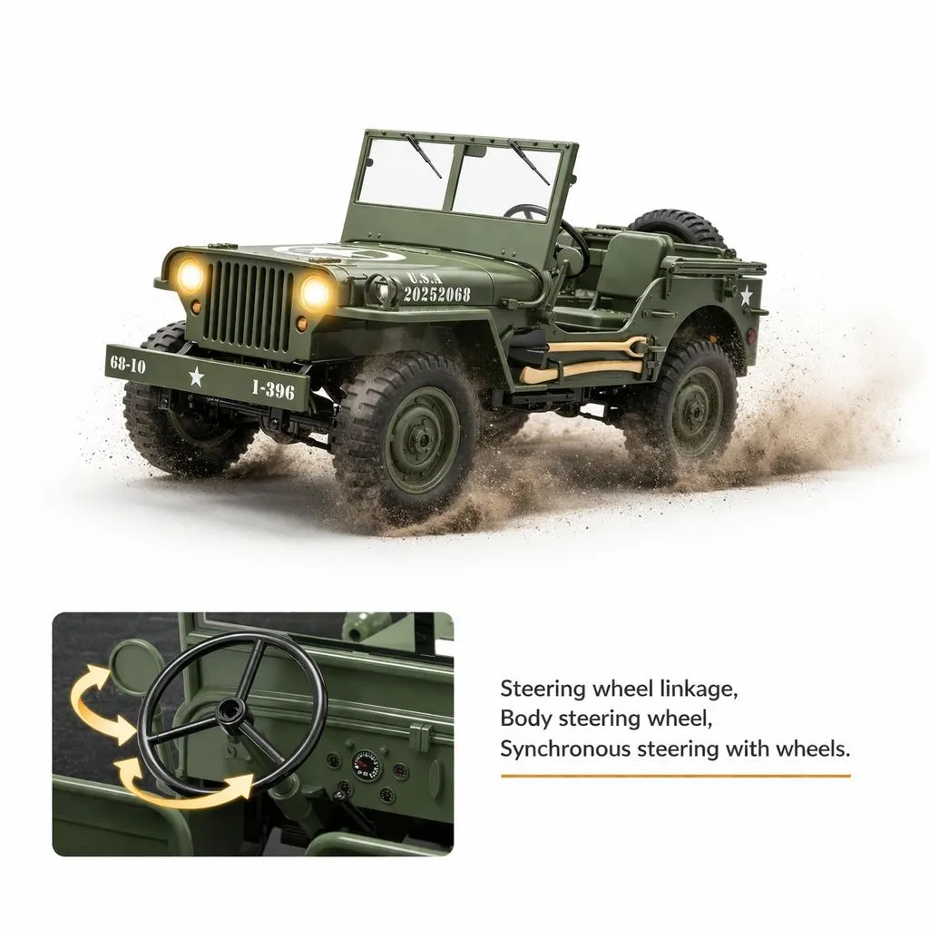 Original Willys Military RC Jeep with Canvas Cover & Winch - Image 10