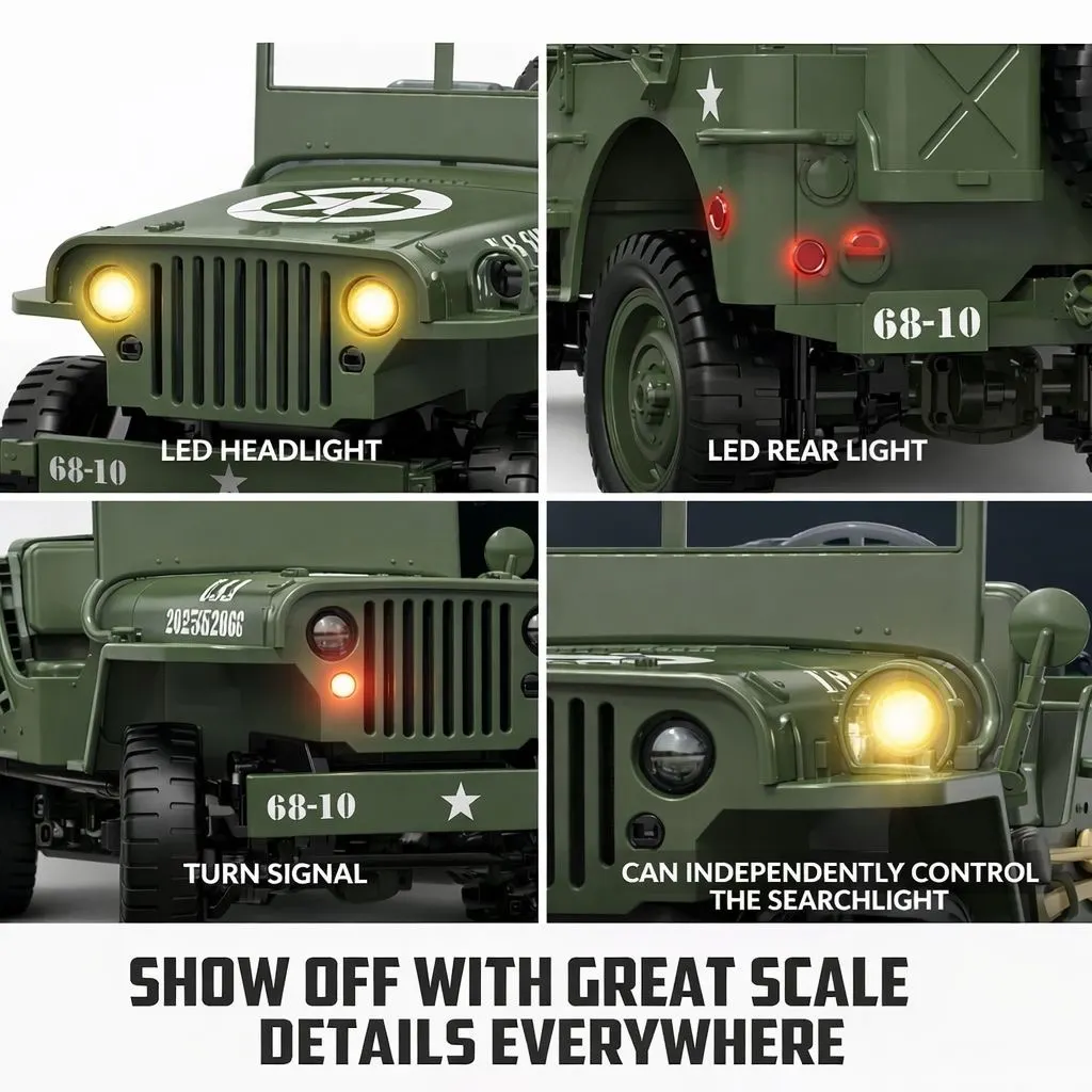 Original Willys Military RC Jeep with Canvas Cover & Winch - Image 11