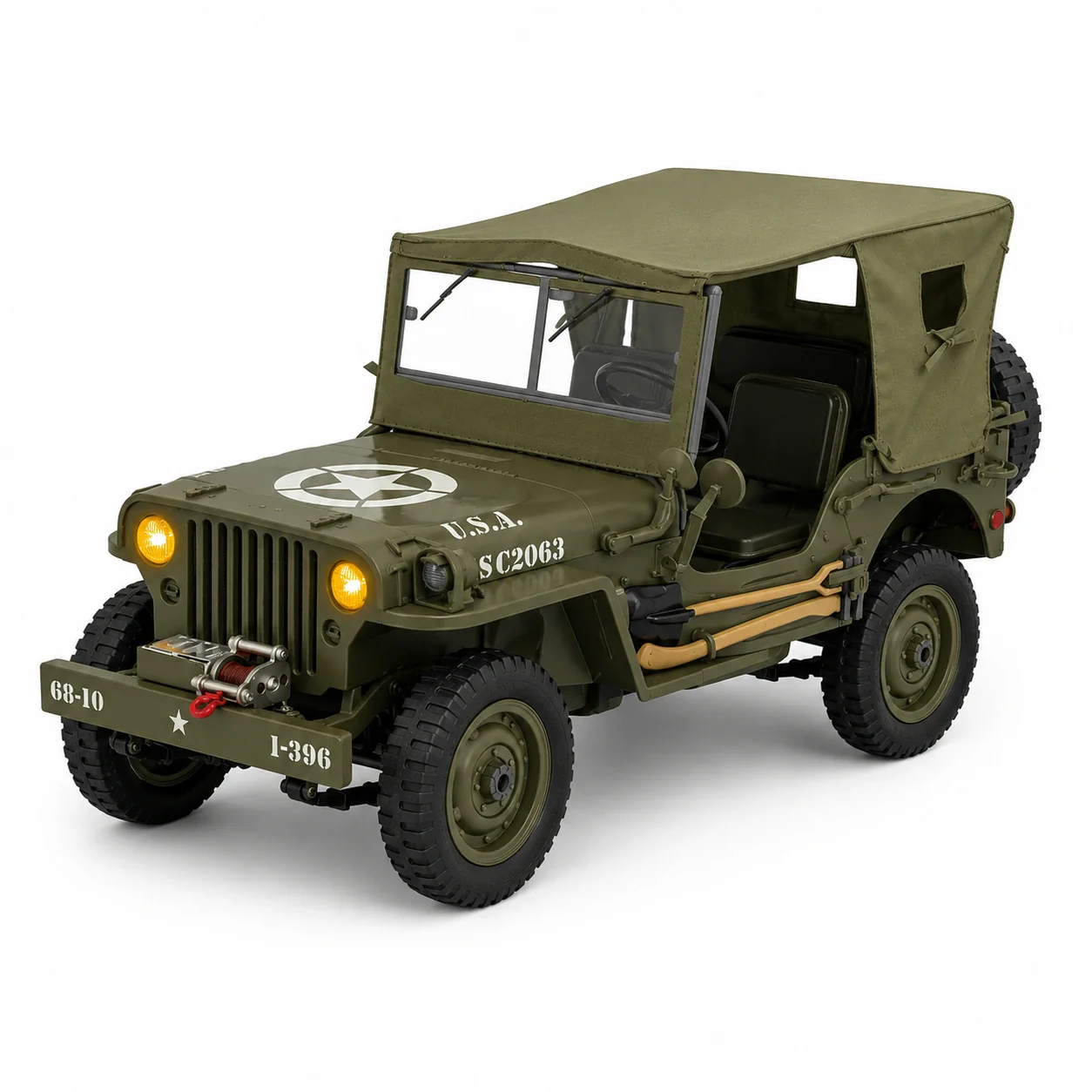 Original Willys Military RC Jeep with Canvas Cover & Winch - Image 3
