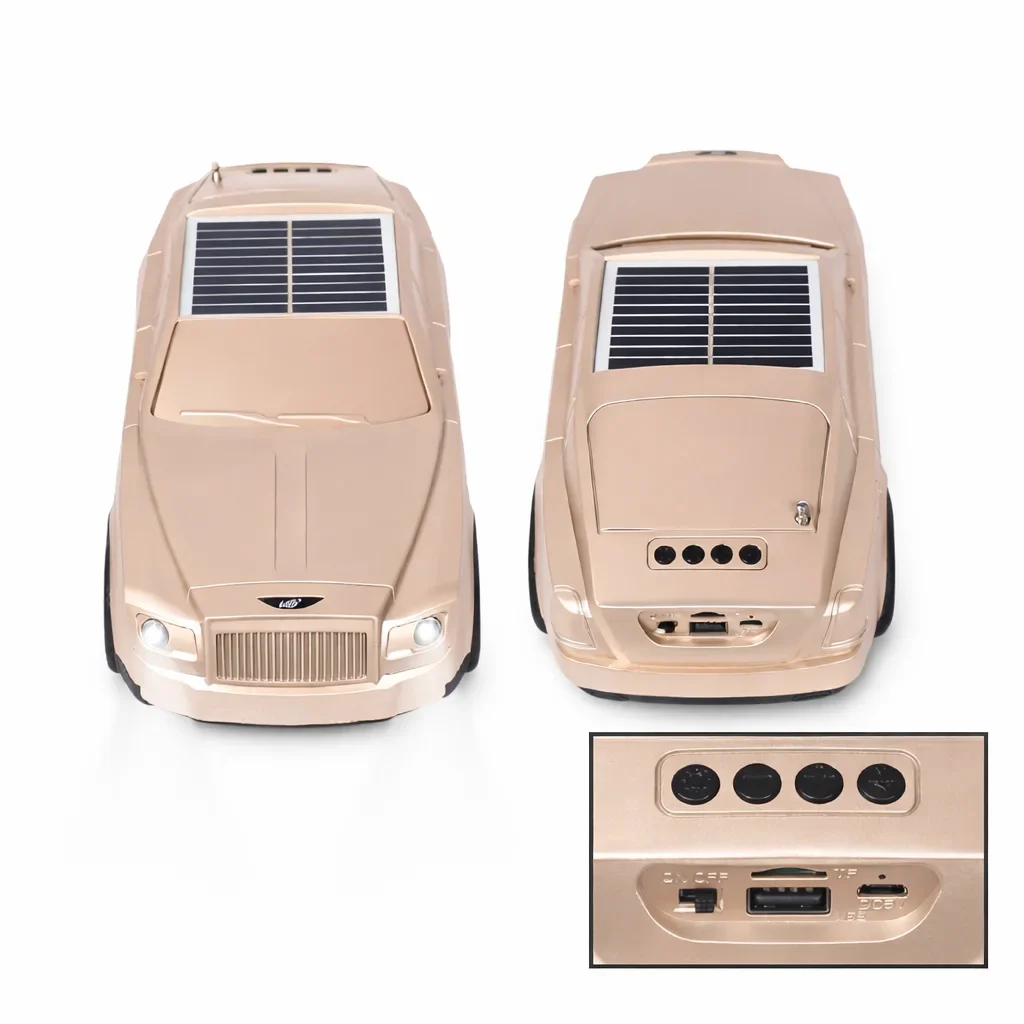 MZ Wireless Bluetooth Car Shape Speaker with Solar Panel & Stereo Sound - Image 3