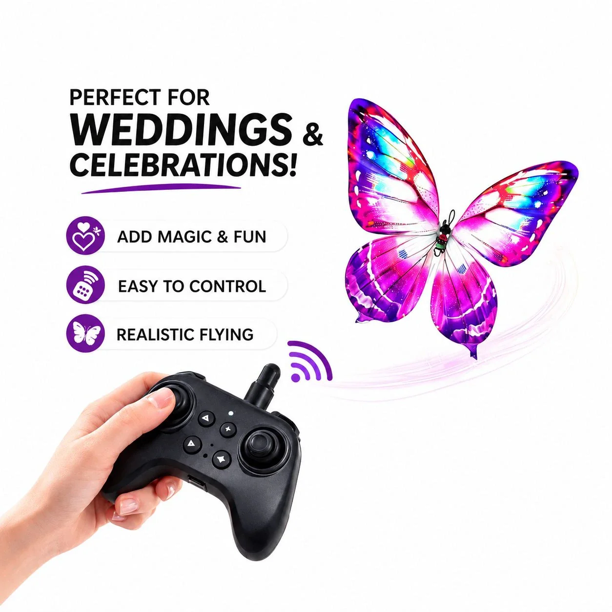 RC Butterfly Drone with LED Lights & Flapping Wings - Image 10