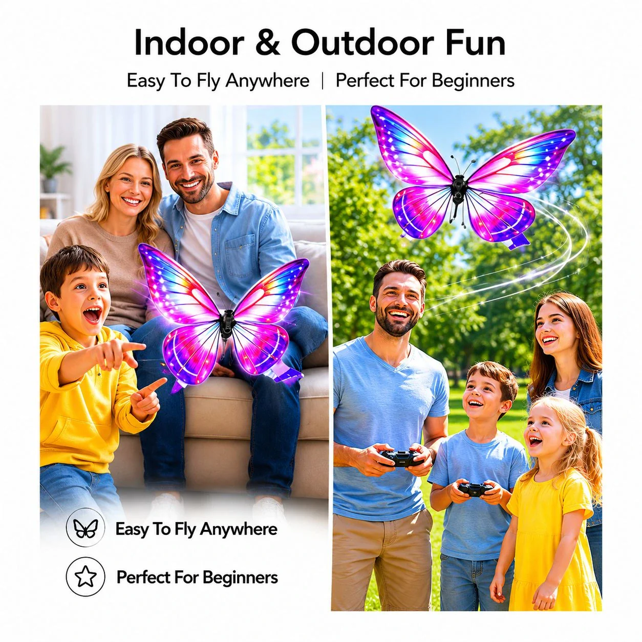 RC Butterfly Drone with LED Lights & Flapping Wings - Image 11