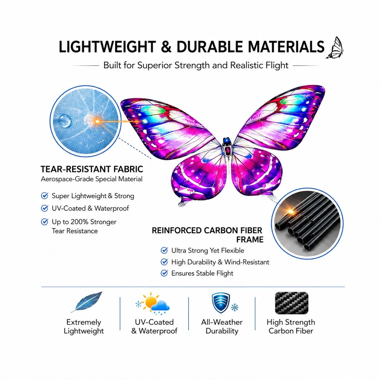 RC Butterfly Drone with LED Lights & Flapping Wings - Image 6